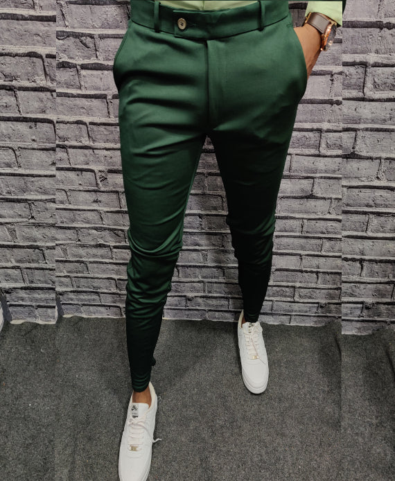 Buy Dark Green Solid Cotton Chino Pant for Men Online India – t-base